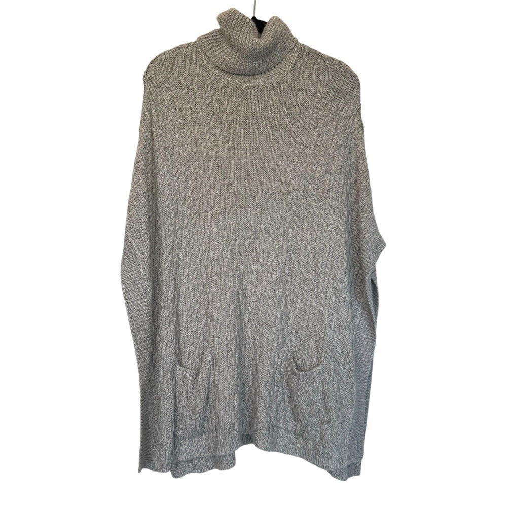 Chico’s Black Label Gray Turtleneck Open Poncho Sweater